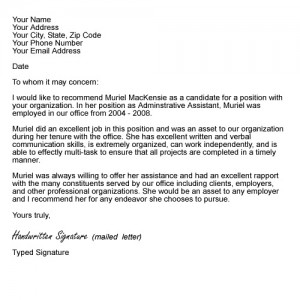 4.Sample letter of recommendation from your boss or supervisor